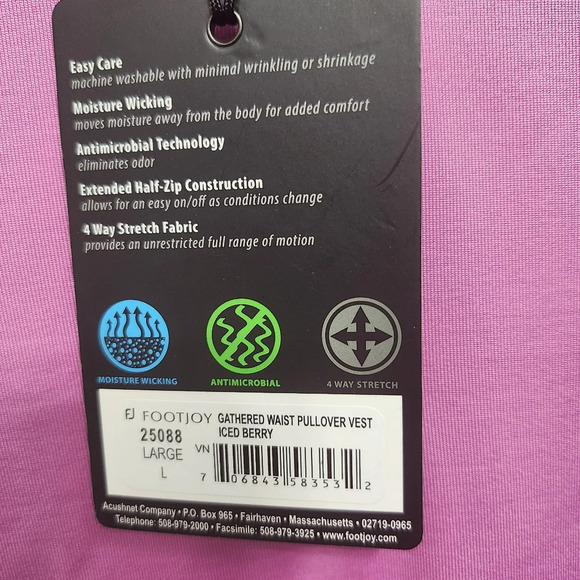 Footjoy men's gathered waist pullover vest iced berry pink size large go… - Picture 5 of 8